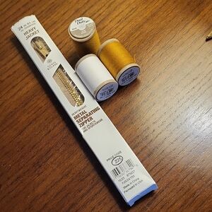 Heavy Jacket Zipper with Thread Set - Gold, White